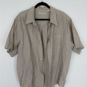 Vintage Knightsbridge Shirt XL Tan Gingham 100% Cotton Button Down Cottagecore